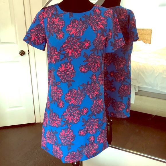 pink blue floral dress